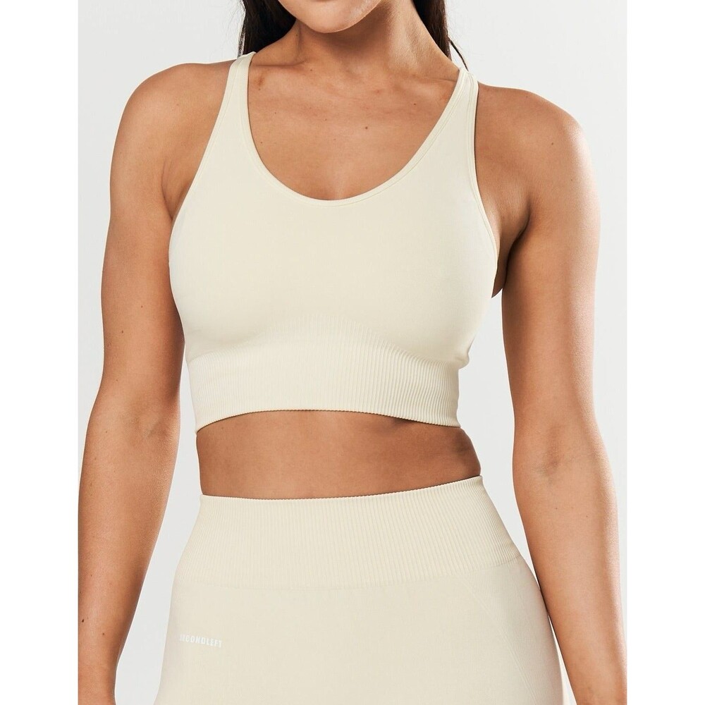 Secondleft Seamless Strappy Crop Top Sports Bra Butter Luxury Removable Pads XL